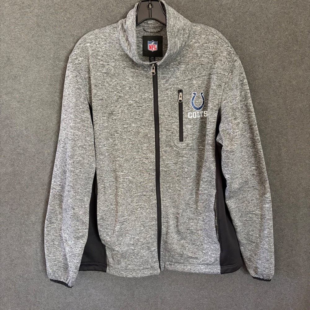 NFL Indianapolis Colts Jacket Mens Large Grey Full Zip Space Dye Athletic Coat